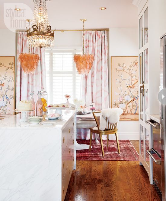 cocina con arañas cristales