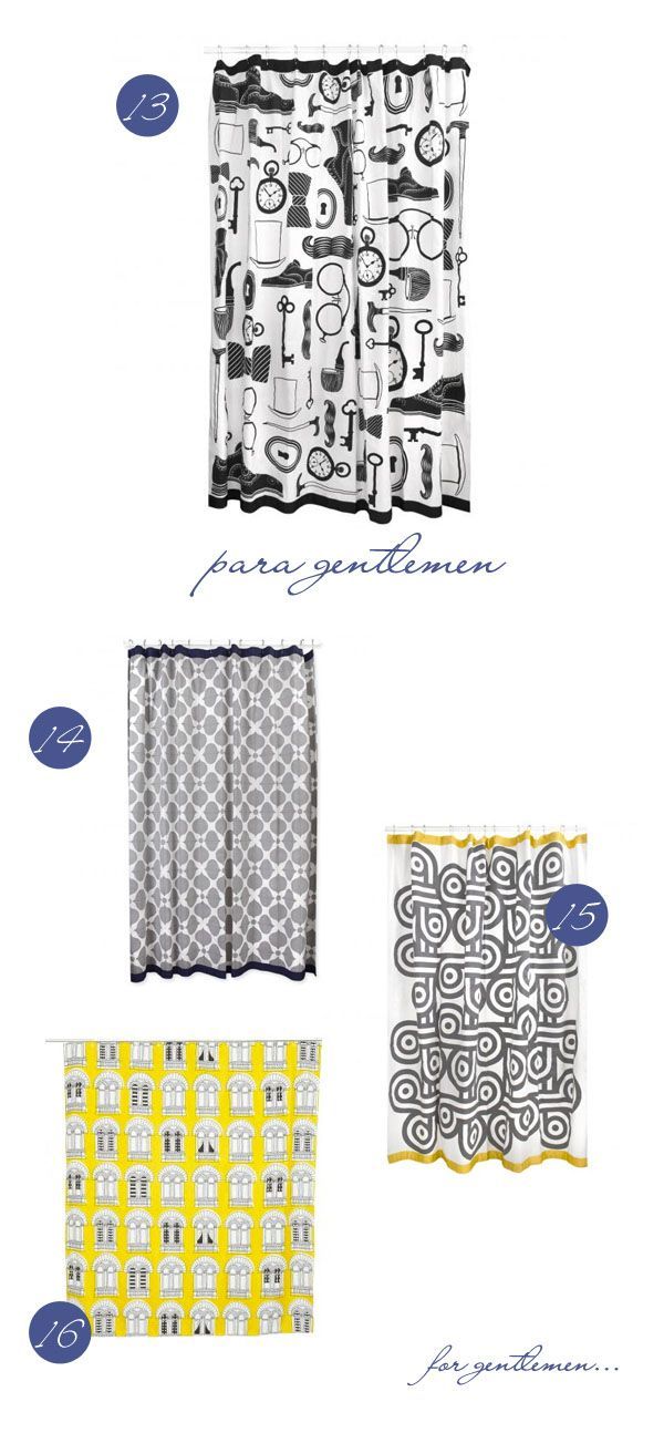 cortinas de baño en blanco y negro amarillo para hombres