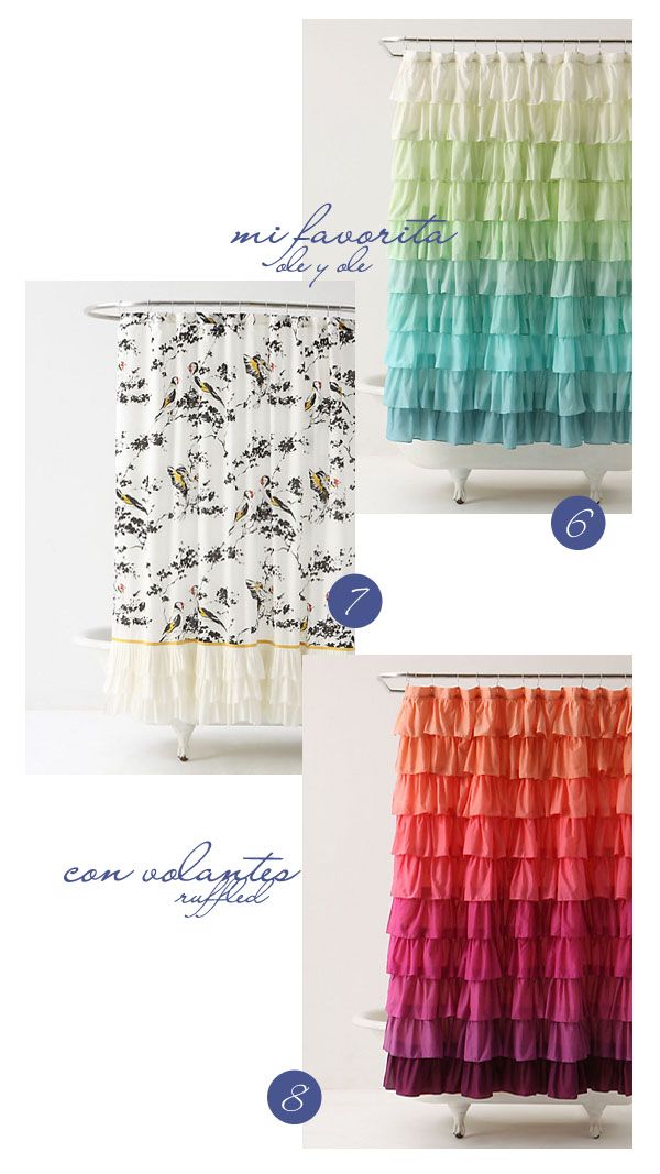 cortinas de baño y ducha con volantes de colores
