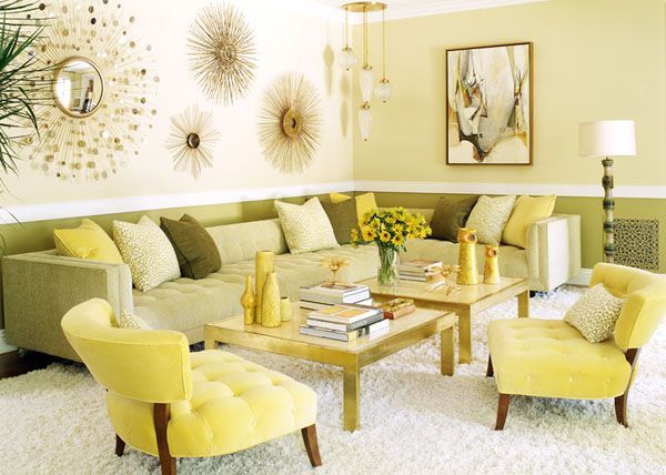 salón en colores lima verde y amarillo