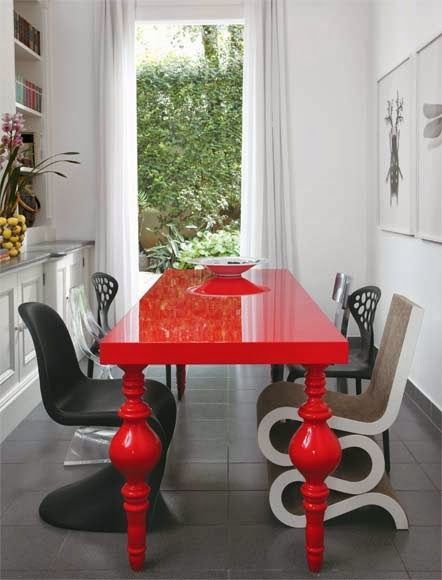 mesa comedor roja