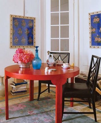 mesa comedor color rojo
