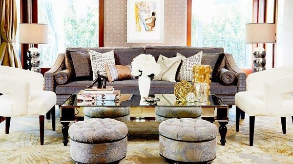salón jessica alba tonos negro dorado y cremas