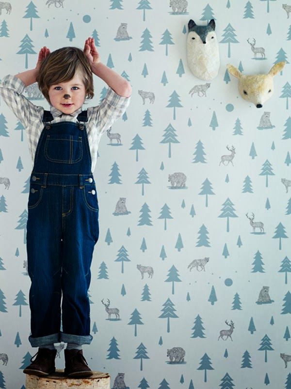 hibou home papel pintado infantil árboles