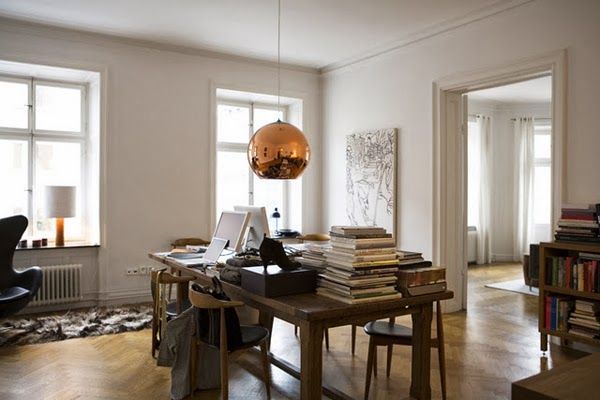 lámpara de techo bola cobre tom dixon oficina elle interior