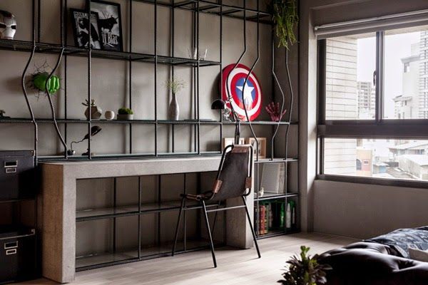estilo-industrial-en-decoración-silla-cuero-y-hierro