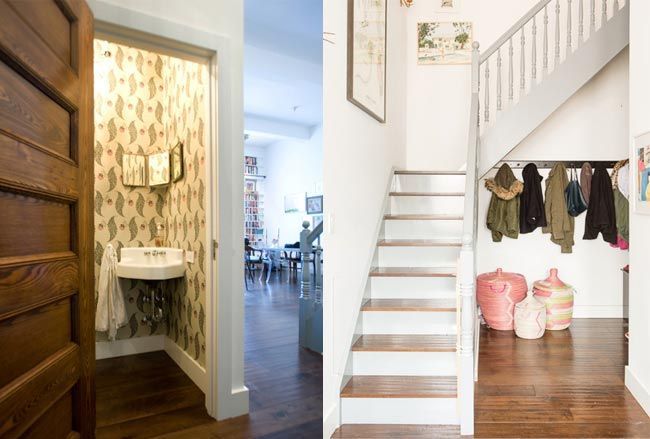 baño-empapelado-y-entrada-con-mueble-vitrina-blanca