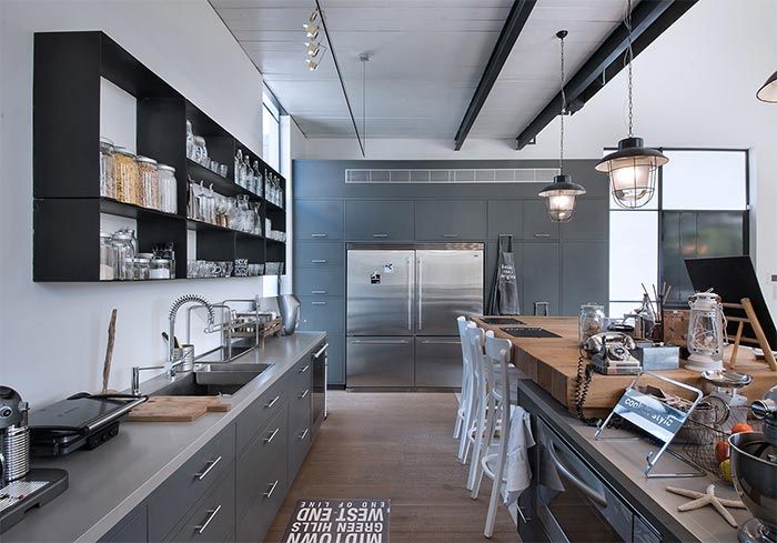 loft-cocina-moderna-gris-y-acero